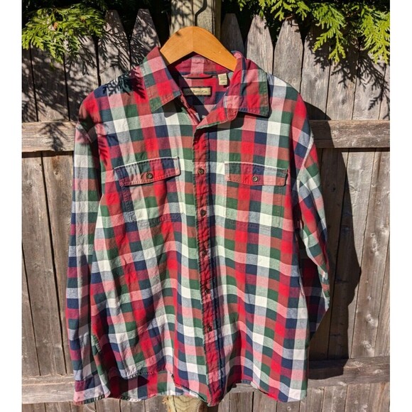 GH Bass & Co Flannel Shirt Mens L Red Green Cabincore 100% Cotton Lumberjack - Picture 1 of 13